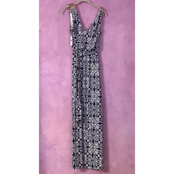 Jessica Simpson Dress maxi Blouson Belt Gown M Gold Chain elastic wedding Greek - Picture 13 of 16